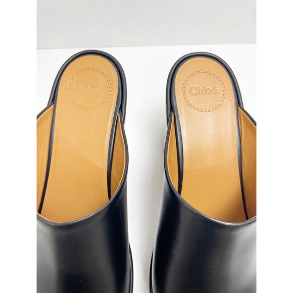 Chloé Oli Slip On Platform Wedge Mule Sandals Metallic Silver Black 40 - Picture 7 of 14